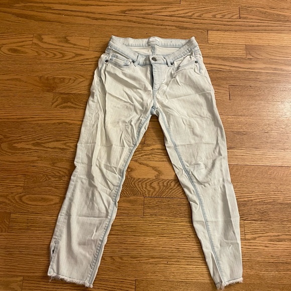 LOFT Modern Skinny Petite Frayed Ankle Jeans - Picture 2 of 4